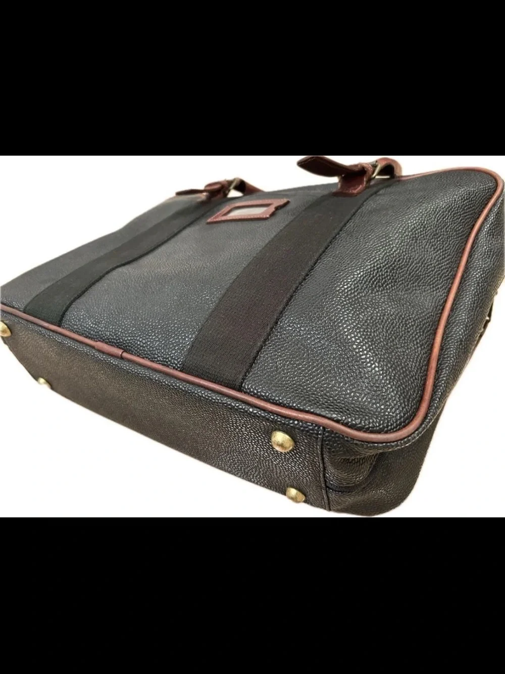 Mulberry Black Pebbled Leather Briefcase with Brown Trim
